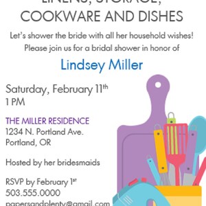 Digital or Printed Kitchen Bridal Shower Invitation Recipe Card Household Wishes Bridal Shower Kitchen Bridal Shower Wedding Shower image 2