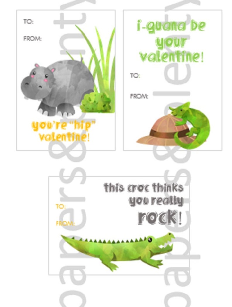 Kids Valentine Cards Animal Cards for Kids set of 7 Printable Safari Animal Valentine Cards for Kids Valentine DIY DIGITAL FILE