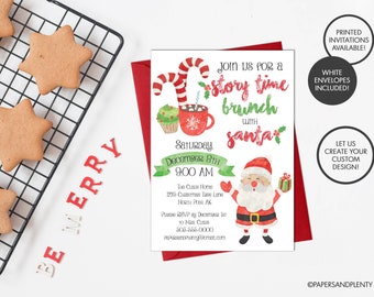 Digital or Printed Brunch with Santa Party Invitation | Santa Holiday Party Invitation | Kid's Santa Invite | Cookies with Santa Party