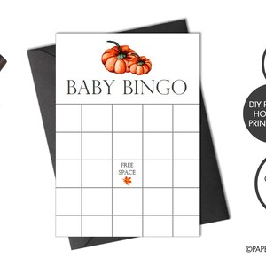 DIGITAL FILE - Pumpkin Baby Shower Bingo Car | Baby Gift Bingo | Baby Sprinkle Bingo | Baby Shower Games | Little Pumpkin Baby Shower