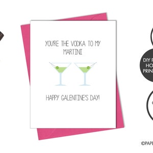 DIGITAL FILE - Galentine's Day "You're the Vodka to my Martini" Card | Best Friends Valentine's Card | Girlfriends Galentine Card | BFFs