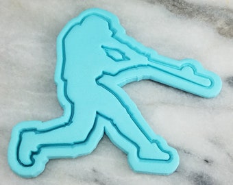 Baseball Player Homerun Cookie Cutter 2-Piece, Stamp & Outline #1 - SHARP EDGES - FAST Shipping - Choose Your Own Size!