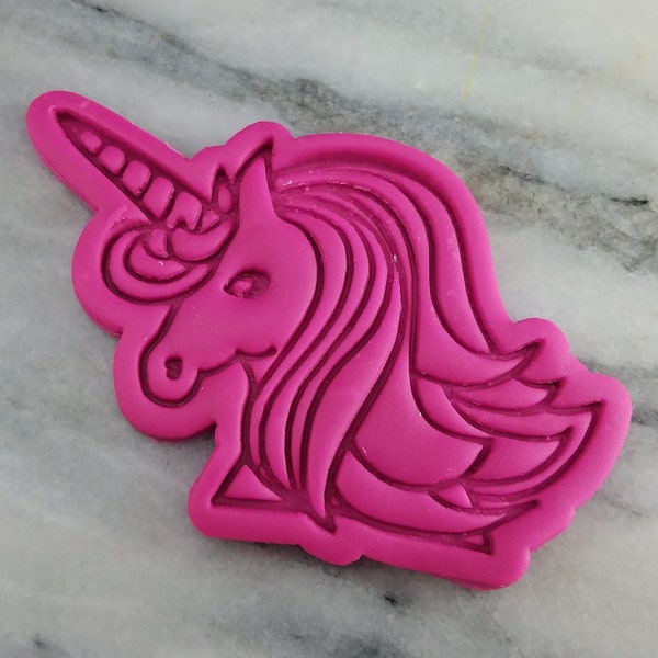Unicorn Face Cookie Cutter 2-Piece, Stamp & Outline #2a - SHARP EDGES - FAST Shipping - Choose Your Own Size!