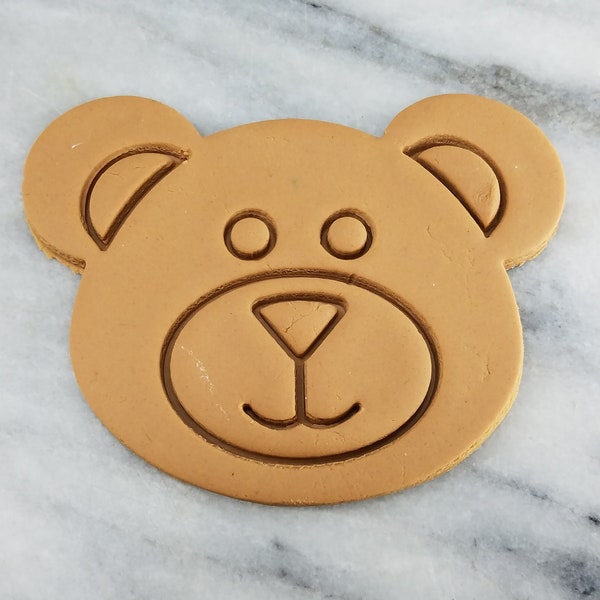 Bear Face Cookie Cutter 2-Piece, Stamp & Outline #1 - SHARP EDGES - FAST Shipping - Choose Your Own Size!