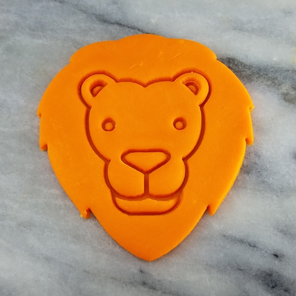 Lion Face Cookie Cutter 2-Piece, Stamp & Outline #2 - SHARP EDGES - FAST Shipping - Choose Your Own Size!