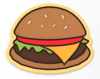 Burger Cookie Cutter | Stamp | Stencil - SHARP EDGES - FAST Shipping - Choose Your Own Size!