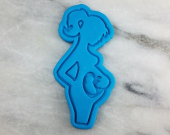 Pregnancy Cookie Cutter 2-Piece, Outline & Stamp 2 - SHARP EDGES - FAST Shipping - Choose Your Own Size!