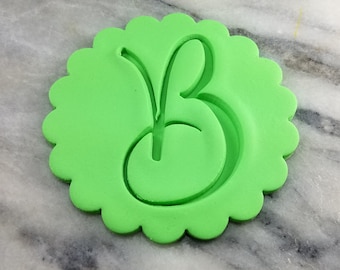 Monogram Fluted Circle Cookie Cutter 2-Piece, Stamp & Outline #1 - SHARP EDGES - FAST Shipping - Choose Your Own Size!