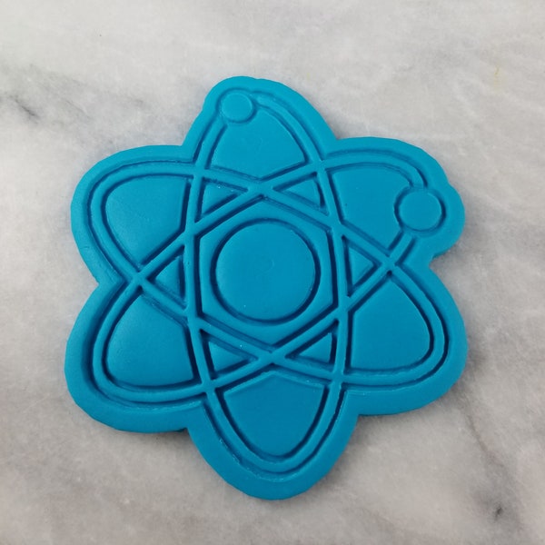Atom Cookie Cutter 2-Piece, Stamp & Outline #1 - SHARP EDGES - FAST Shipping - Choose Your Own Size!