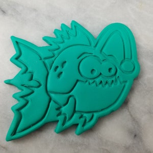 Angler Fish Cookie Cutter 2-Piece, Stamp & Outline #1 - SHARP EDGES - FAST Shipping - Choose Your Own Size!