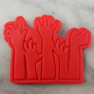 Zombie Hands Cookie Cutter 2-Piece, Outline & Stamp 1 - SHARP EDGES - FAST Shipping - Choose Your Own Size!
