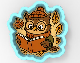 Autumn Owl with Leaves Cookie Cutter | Stamp | Stencil - SHARP EDGES - FAST Shipping - Choose Your Own Size! #1
