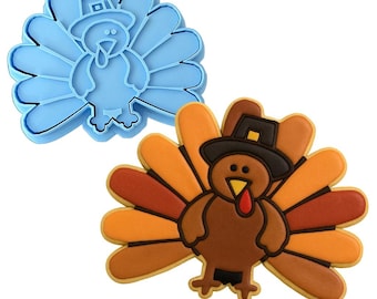 Thanksgiving Turkey Cookie Cutter | Stamp | Stencil - SHARP EDGES - FAST Shipping - Choose Your Own Size!