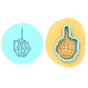 Skeleton Middle Finger Debosser | Cookie Cutter | Stencil #1