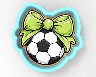 Soccer Ball Bow 1 Cookie Cutter | Stamp | Stencil - SHARP EDGES - FAST Shipping - Choose Your Own Size! #1