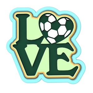 Love Soccer Cookie Cutter | Stamp | Stencil - SHARP EDGES - FAST Shipping - Choose Your Own Size! #1