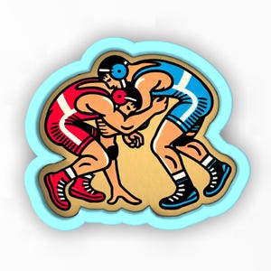 Wrestlers Tied Up Cookie Cutter | Stamp | Stencil - SHARP EDGES - FAST Shipping - Choose Your Own Size! #1