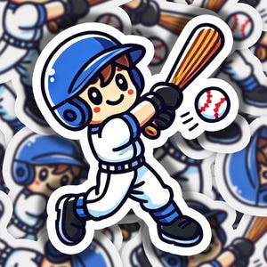 Baseball Boy Hitting Homerun Vinyl Aufkleber | Spülmaschinenfest & langlebig | Benutzerdefinierte Größen | Schneller Versand | Hergestellt in USA 1