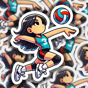 Volleyball Girl Spike PLACE Vinyl Sticker | Dishwasher Safe & Durable | Custom Sizes | Fast Shipping | Made in USA 1