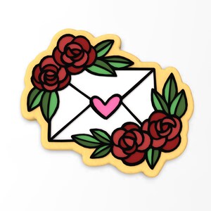 Cortador de galletas / sello / plantilla con forma de corazón y flor de sobre - BORDES AFILADOS - Envío RÁPIDO - ¡Elija su propio tamaño!