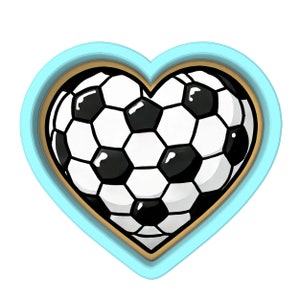 Soccer Ball Heart Cookie Cutter | Stamp | Stencil - SHARP EDGES - FAST Shipping - Choose Your Own Size! #1