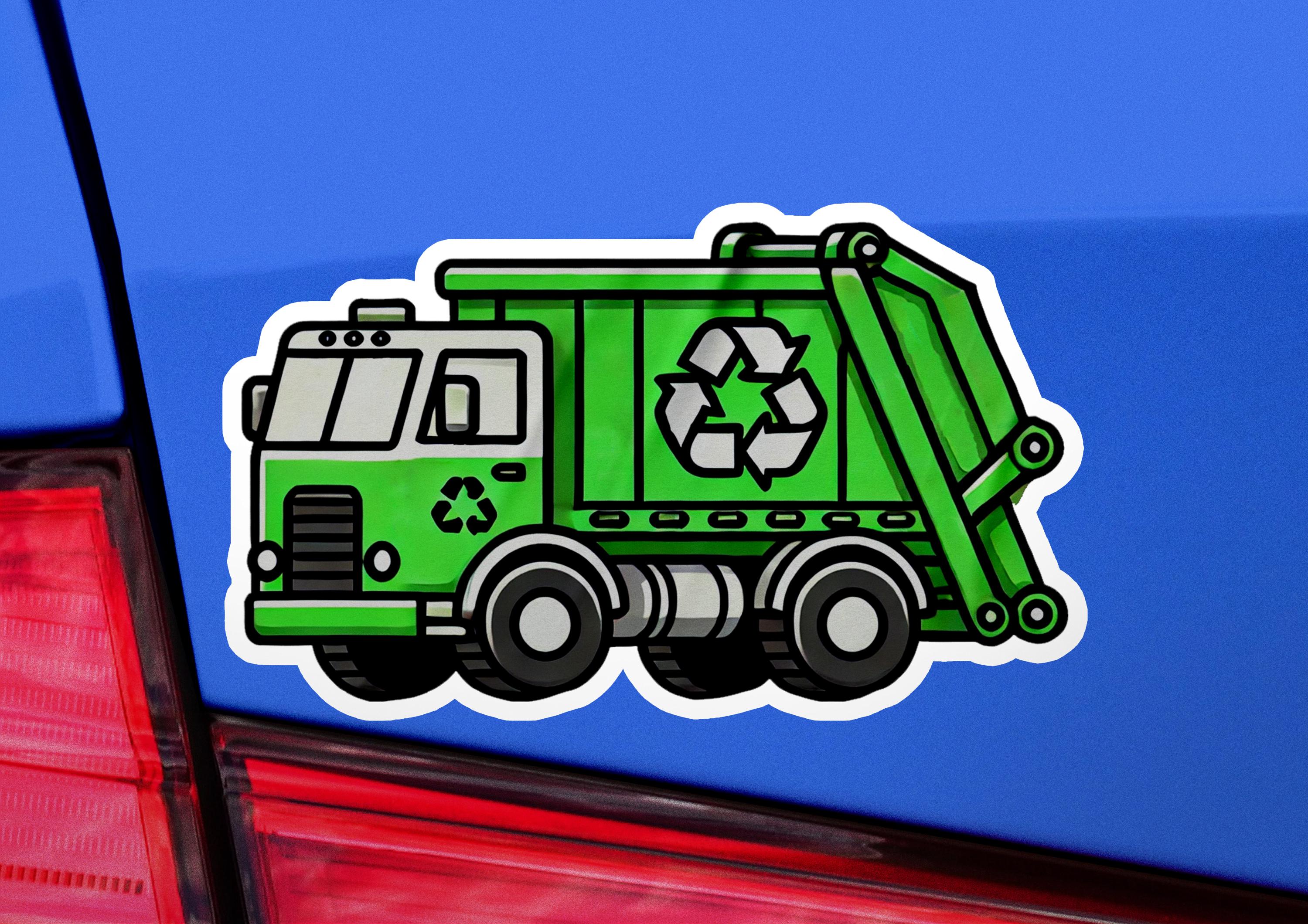 Garbage Truck Vinyl Sticker | Dishwasher Safe & Durable | Custom Sizes ...