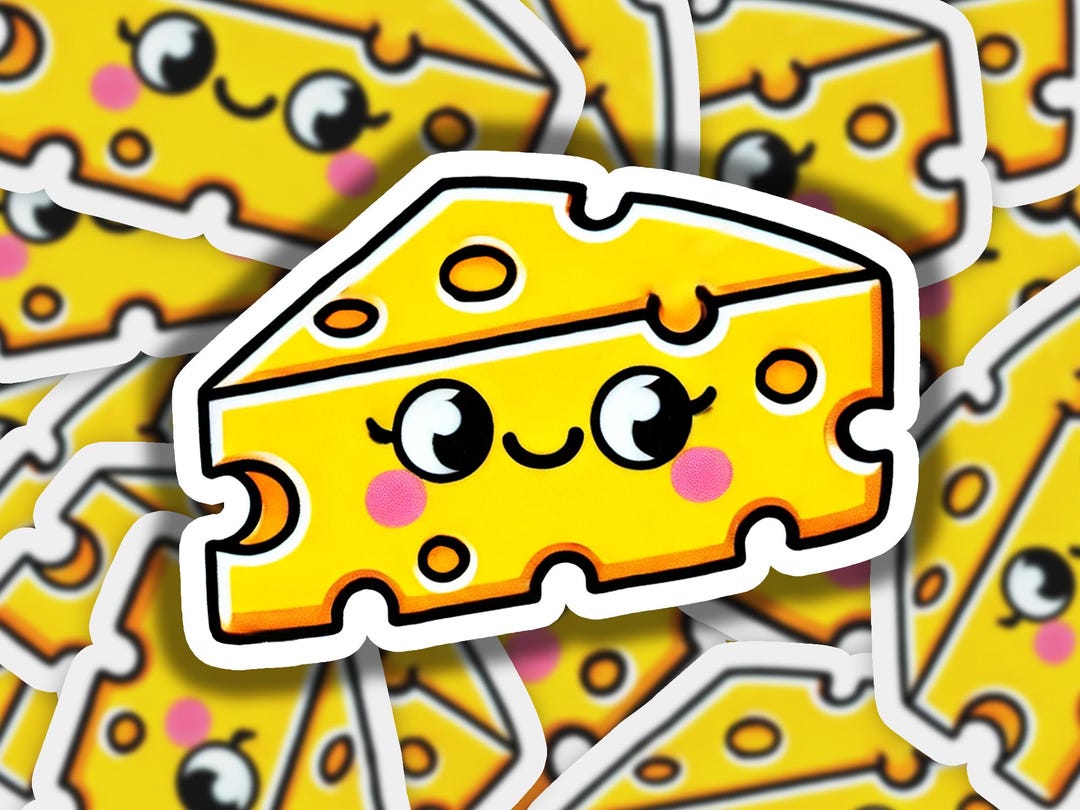 Cheese Smiling Vinyl Sticker | Dishwasher Safe & Durable | Custom Sizes ...
