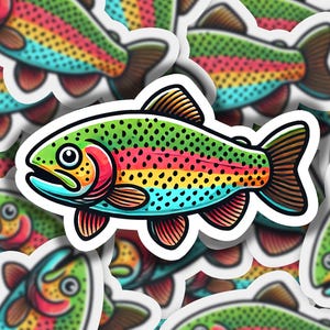 Rainbow Trout 1 Vinyl Sticker | Dishwasher Safe & Durable | Custom Sizes | Fast Shipping | Made in USA 1