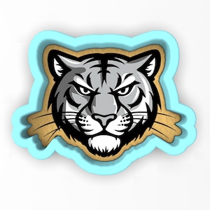 Tiger Fierce Black and White 1 Cookie Cutter | Stamp | Stencil - SHARP EDGES - FAST Shipping - Choose Your Own Size! #1