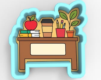 Teachers Desk 1 Cookie Cutter | Stamp | Stencil - SHARP EDGES - FAST Shipping - Choose Your Own Size! #1