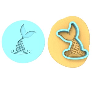 Mermaid Tail Splash Cookie Debosser | Cookie Cutter | Stencil #1