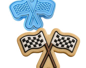 Checkered Racing Flags Cookie Cutter | Stamp | Stencil - SHARP EDGES - FAST Shipping - Choose Your Own Size!