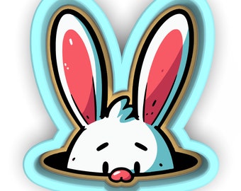 Bunny Hiding in Hole Cookie Cutter | Stamp | Stencil - SHARP EDGES - FAST Shipping - Choose Your Own Size! #1