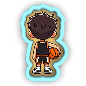 Basketball Player Boy Holding Ball Cookie Cutter | Stamp | Stencil - SHARP EDGES - FAST Shipping - Choose Your Own Size! #1