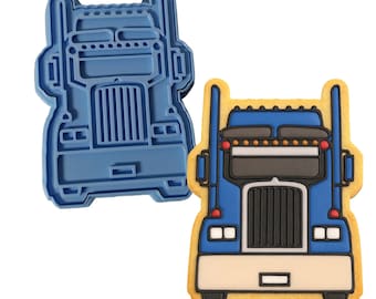 Semi Truck Cookie Cutter | Stamp | Stencil - SHARP EDGES - FAST Shipping - Choose Your Own Size!