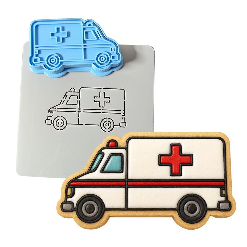 Ambulance Cookie Cutter | Stamp | Stencil - SHARP EDGES - FAST Shipping - Choose Your Own Size! image 10