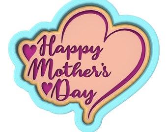 Happy Mother's Day Hearts Cookie Cutter | Stamp | - SHARP EDGES - FAST Shipping - Choose Your Own Size! #1