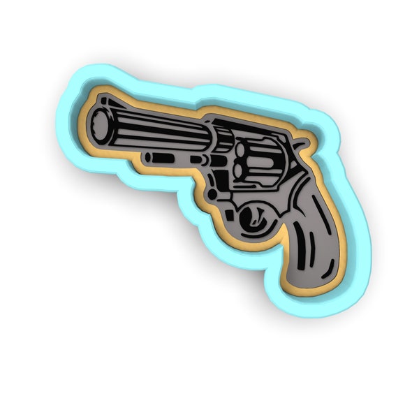 Revolver Cookie Cutter | Stamp | Stencil - SHARP EDGES - FAST Shipping - Choose Your Own Size! #1