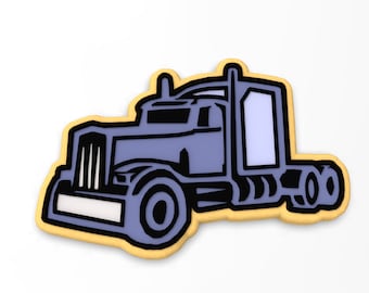 Semi Truck Cookie Cutter | Stamp | Stencil - SHARP EDGES - FAST Shipping - Choose Your Own Size! #2