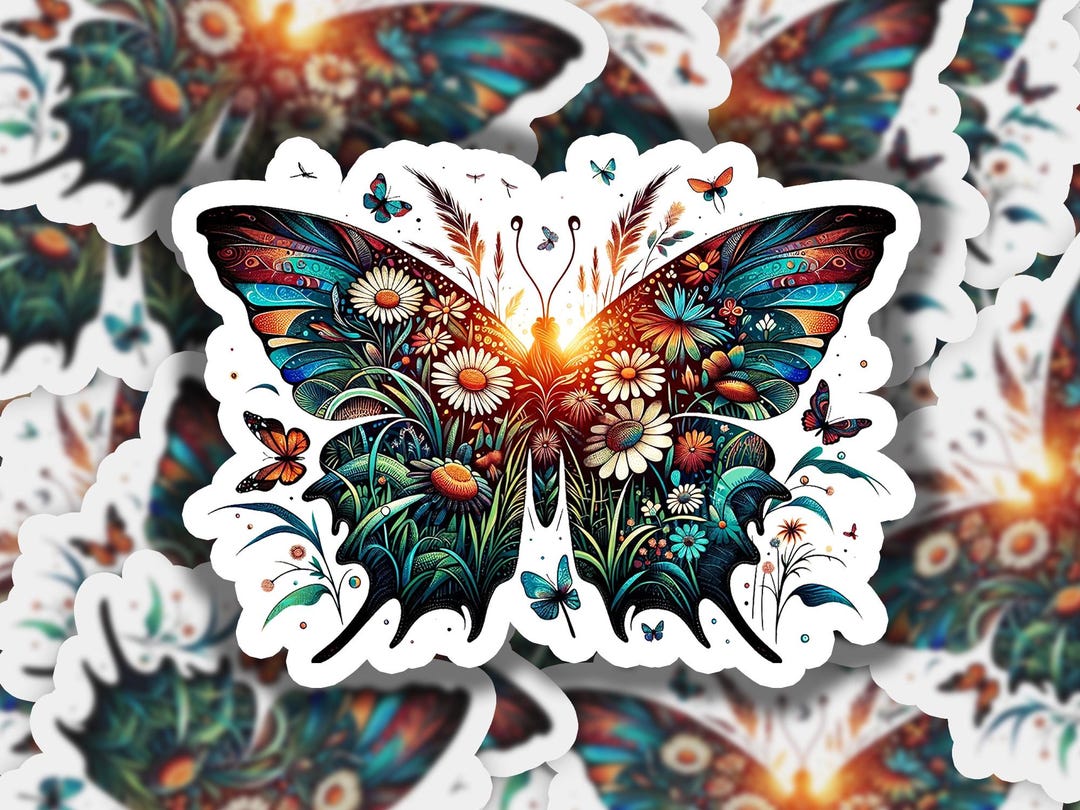 Butterfly Flower Field 12 Vinyl Sticker | Dishwasher Safe & Durable ...