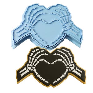Skeleton  Hands Heart Cookie Cutter | Stamp | Stencil - SHARP EDGES - FAST Shipping - Choose Your Own Size!