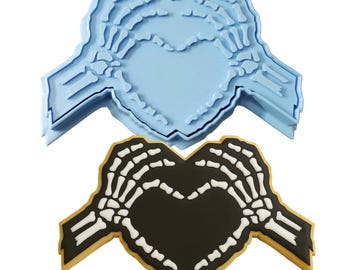 Skeleton  Hands Heart Cookie Cutter | Stamp | Stencil - SHARP EDGES - FAST Shipping - Choose Your Own Size!