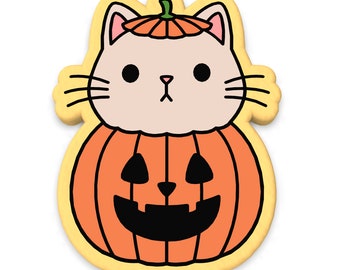 Pumpkin Cat Cookie Cutter | Stamp | Stencil - SHARP EDGES - FAST Shipping - Choose Your Own Size! #2