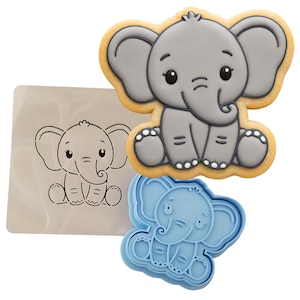 Cortador/sello/plantilla de galletas con forma de elefantito bebé - BORDES AFILADOS - Envío rápido - ¡Elige tu tamaño!