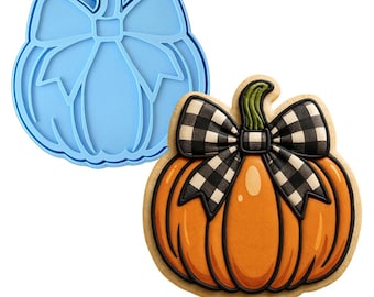 Pumpkin with Cute Bow Cookie Cutter | Stamp | Stencil - SHARP EDGES - FAST Shipping - Choose Your Own Size! #1