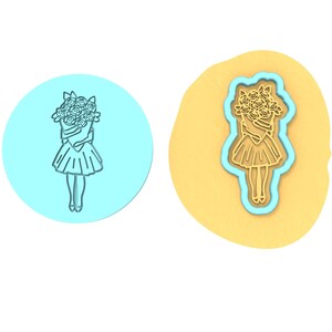 Roses Girl Cookie Debosser | Cookie Cutter | Stencil #1