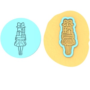 Gift Girl Cookie Debosser | Cookie Cutter | Stencil #1