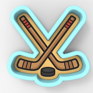 Hockey Sticks and Puck Cookie Cutter | Stamp | Stencil - SHARP EDGES - FAST Shipping - Choose Your Own Size! #1