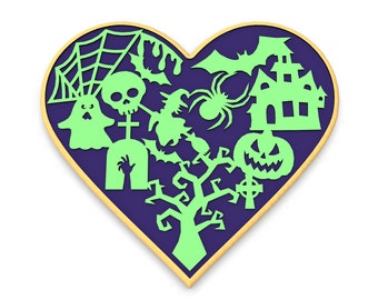 Halloween Heart Cookie Cutter | Stamp | Stencil - SHARP EDGES - FAST Shipping - Choose Your Own Size!