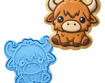 Cortador/sello/plantilla de galletas con diseño de vaca de las Tierras Altas - Bordes afilados - Envío rápido - ¡Elige tu tamaño! #1